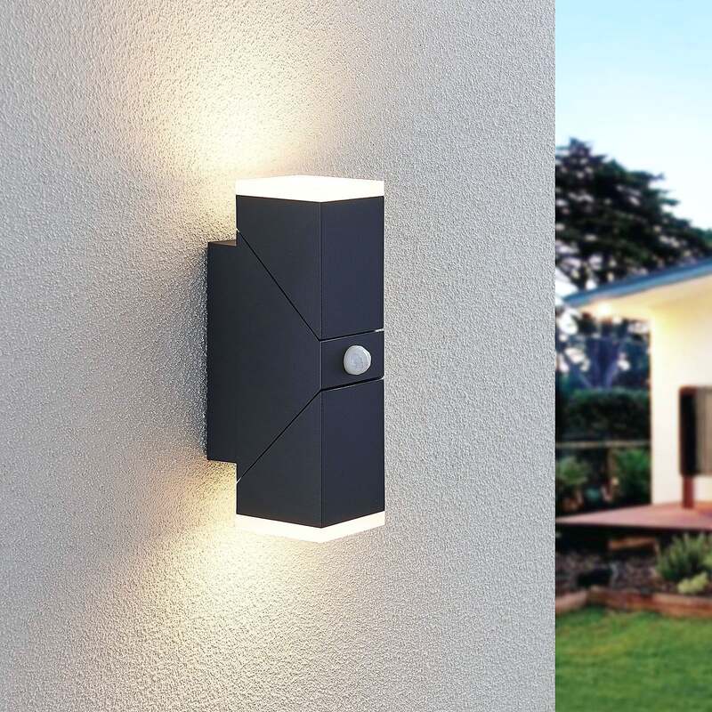 Lindby LED Wandleuchte Sally Außenwandleuchte mit Bewegungsmelder anthrazit IP54 - 4251096554397