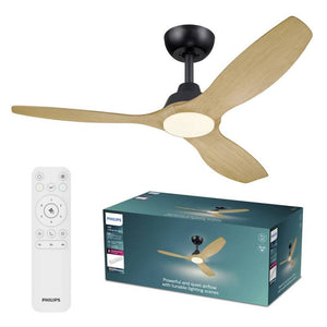 B-Ware Philips LED Deckenventilator Olas 35W Dimmbar mit Fernbedienung schwarz braun