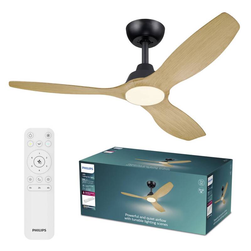 Philips LED Deckenventilator Olas 35W Dimmbar mit Fernbedienung schwarz braun - 8721103096128