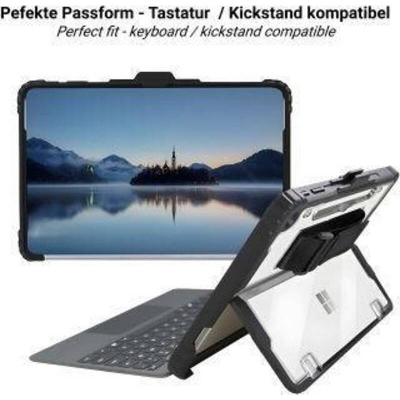JT Berlin Hülle Case Microsoft Surface Pro 12 Schwarz transparent Handschlaufe - 4260744253483
