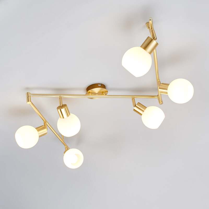 Lindby Deckenleuchte Deckenlampe Elaina messing Glas E14 Opalglas 6 flammig736 - 6291106553338