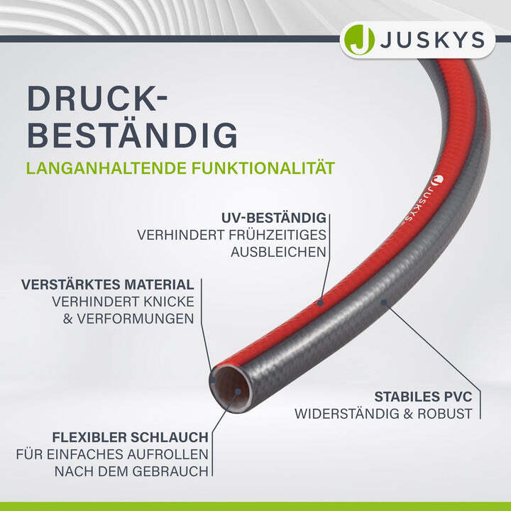 Mobile Schlauchtrommel 30m Multifunktionsbrause Wandhalterung und Adaptern Rot - 4260565527350