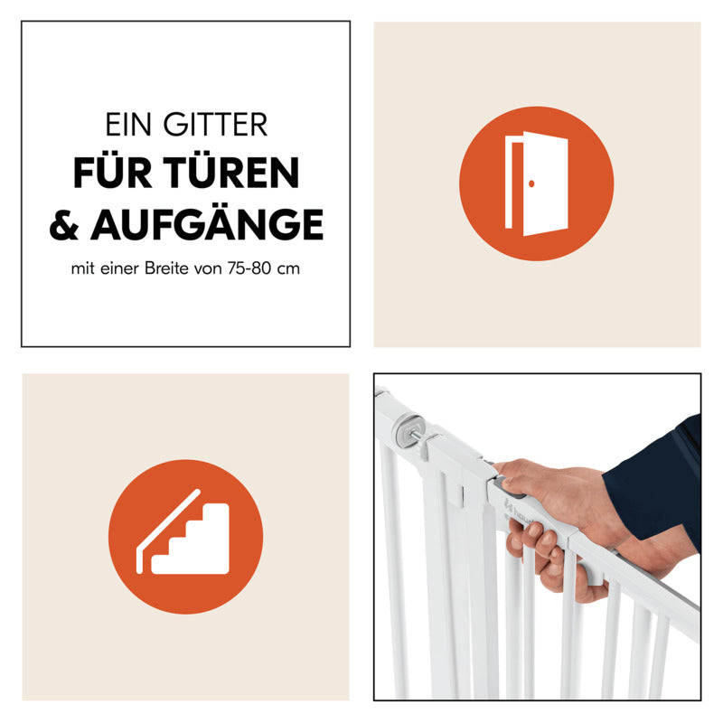 Hauck Tür- & Treppenschutzgitter Open N Stop 2 White einhandbedienbar 75-80cm - 2000586680502