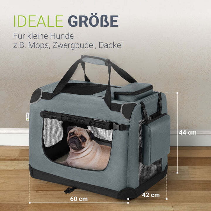 Hundebox Auto faltbar Lassie M Hundetransportbox grau mit Tragegriff Liegedecke - 4260304769904