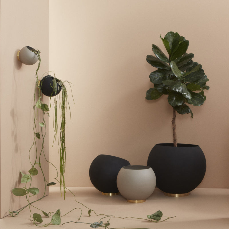 AYTM Wandblumentopf Globe Ø17cm grau-braun Aluminium Edelstahl für Innen Außen - 5704444085153