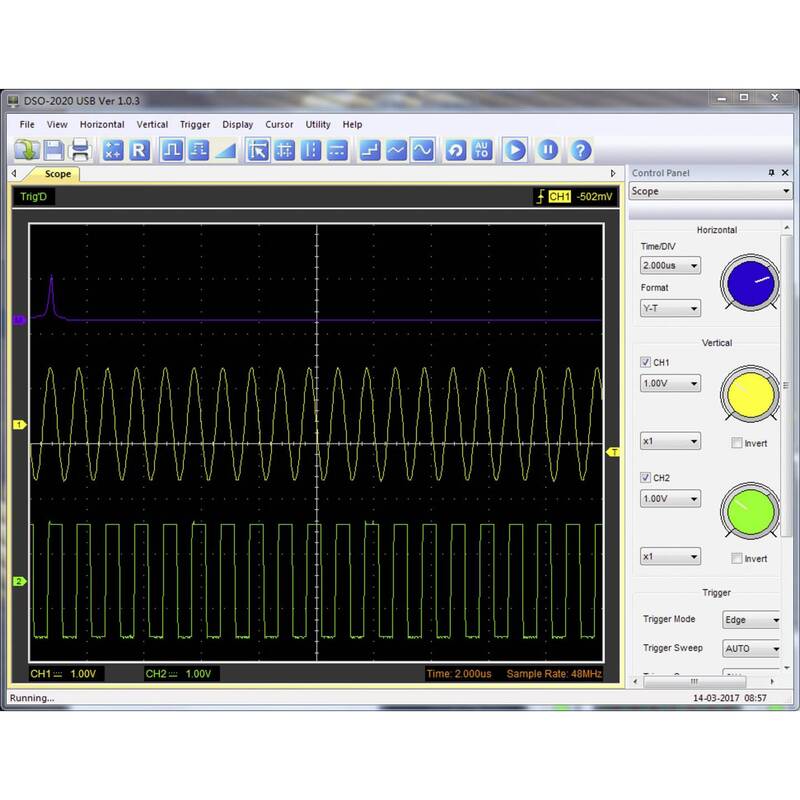 Voltcraft USB-Oszilloskop DSO-2020 20 MHz 2-Kanal 48 MSa/s 1 Mpts 8 Bit DSO - 4016138790269