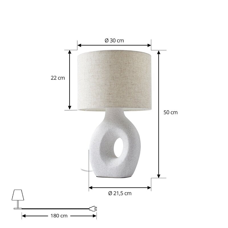 Lindby Tischleuchte Lampe Thalassia weiß Keramik rund 30 cm - 4251911793482