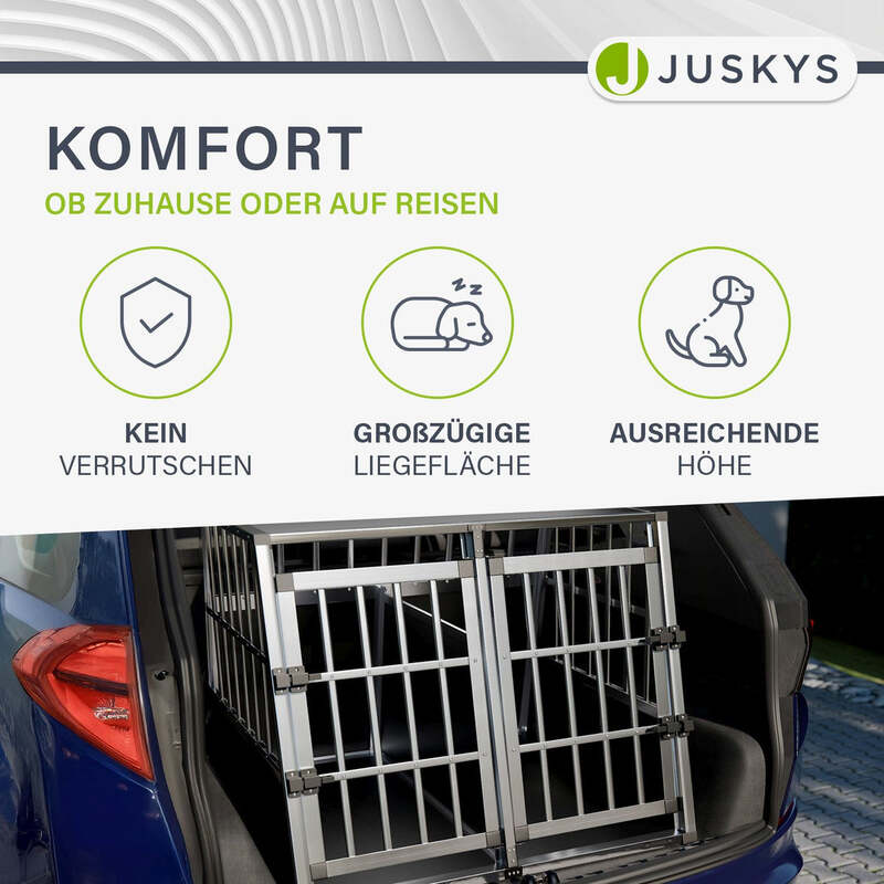 Hundebox Auto Hundetransportbox Alu für große Hunde Kofferraum Rücksitz XL - 4260304765616