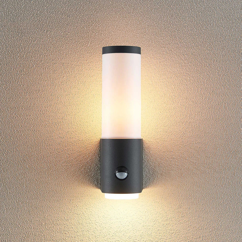 Lindby Außenwandleuchte Okari LED Wandleuchte mit Sensor dunkelgrau 29x9cm - 4251911704242