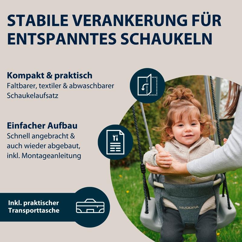 HUDORA Schaukelaufsatz grau für Kinder 1-2 Jahre Indoor Outdoor bis 12 kg - 4005998721032