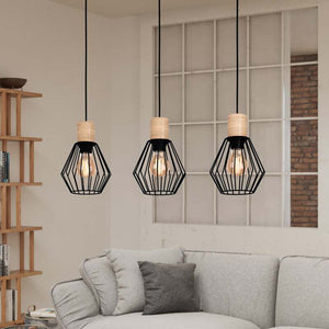 B-Ware Eglo Hängeleuchte Pendelleuchte Palmorla 3-flammig dimmbar schwarz Holz 76x16cm