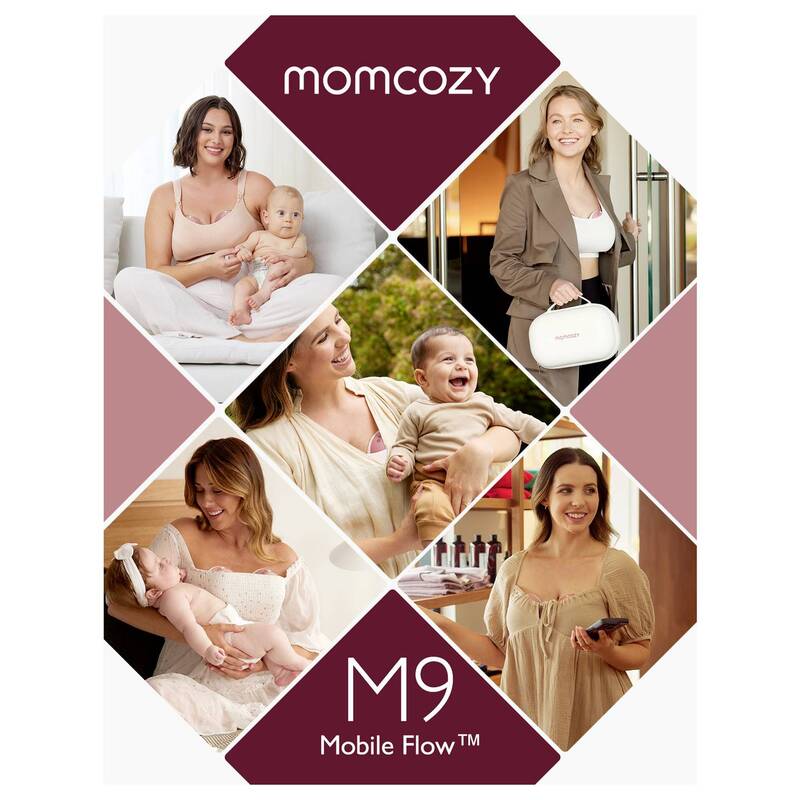 Momcozy Milchpumpe Mobile Flow M9 Akkupumpe 2 Stück Hautfreundlich Weiß Pink - 0762765367858