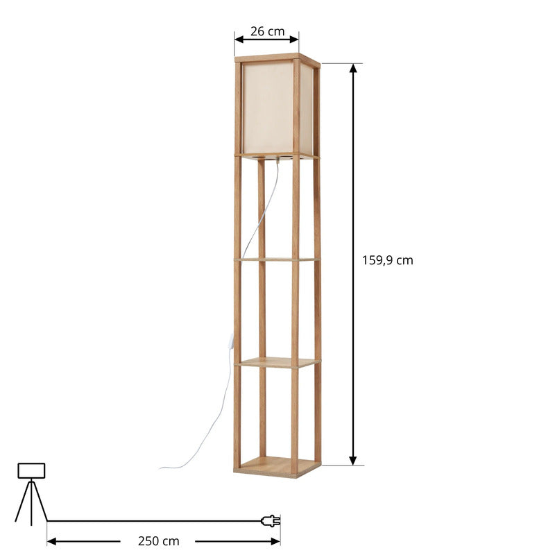 Lindby Stehleuchte Lampen Birta Regal Holz holzfarben weiß Textil Kiefernholz - 4255830903175