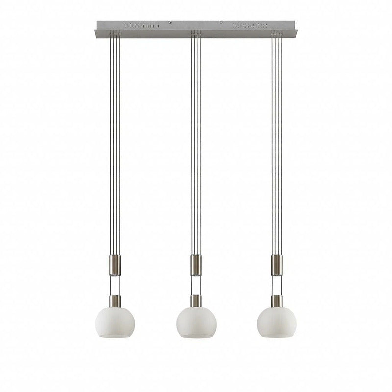 Dreiflammige LED Pendellampe Hängeleuchte Lindby Aurell Glas Nickel Esszimmer Op - 4251096573312