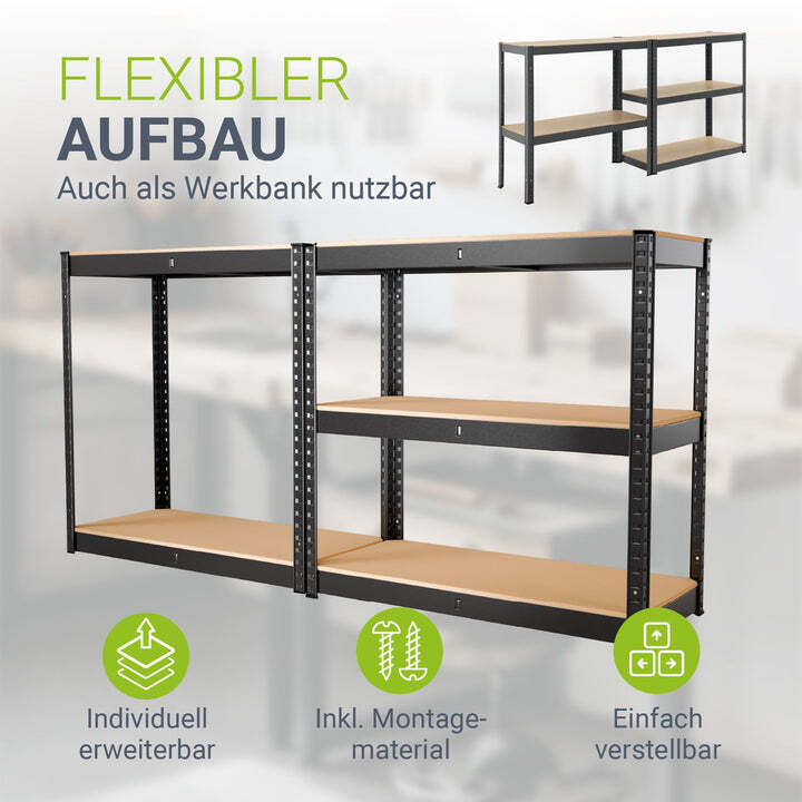 Lagerregal Basic 2er Set Schwerlastregal Metall 1750kg Tragkraft 180x90x40cm - 4260565525530