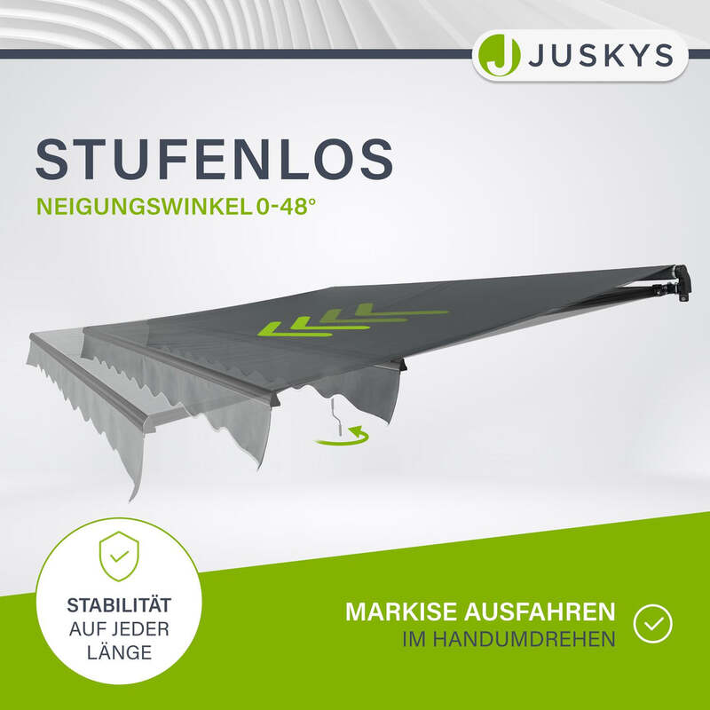 Gelenkarmmarkise 350x300cm grau Handkurbel Sonnenschutz für Terrasse Balkon - 4260565527077