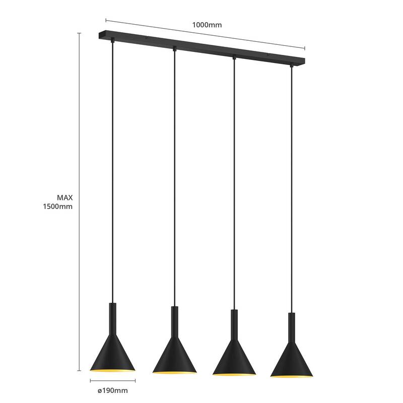 Arcchio Tadej Pendelleuchte Hängeleuchte Deckenlampe Lampe 4-fl E27 schwarz-g986 - 4251096576313