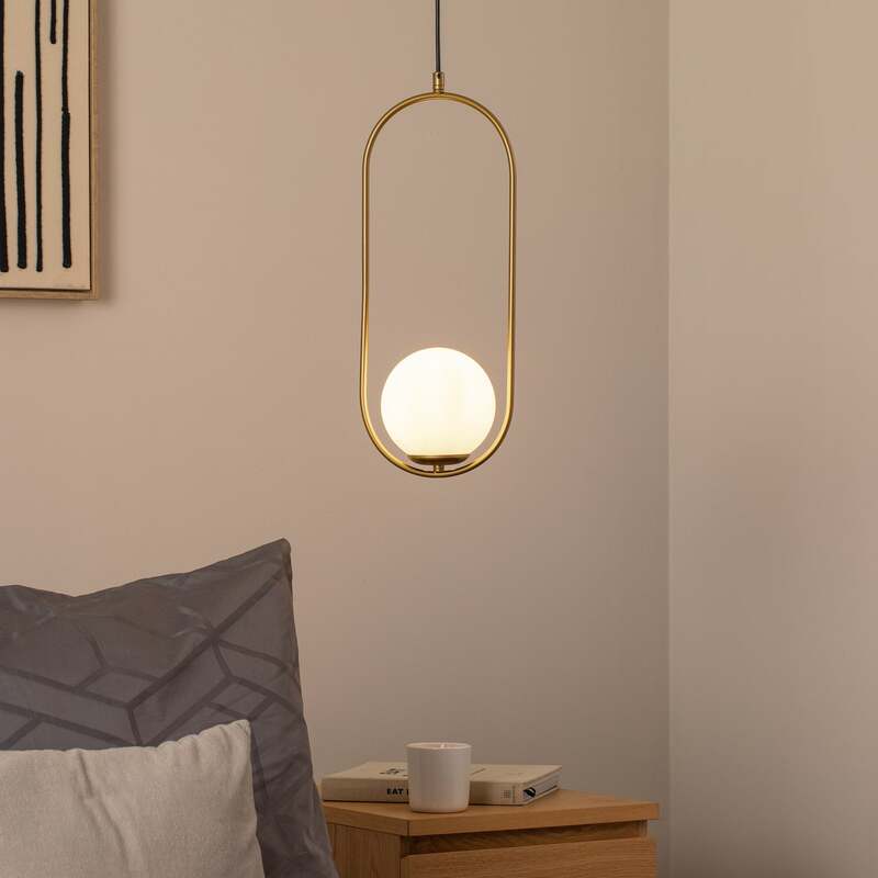 Hängeleuchte Mudoni gold/weiß E27 dimmbar Designer Lampe Pendelleuchte 53cm - 8684283471829