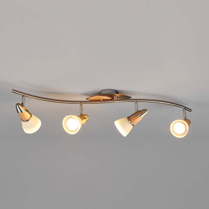 Lindby Deckenleuchte Hängeleuchte Marena LED Lampe 4-flg dimmbar nickel holz - 4251096510102