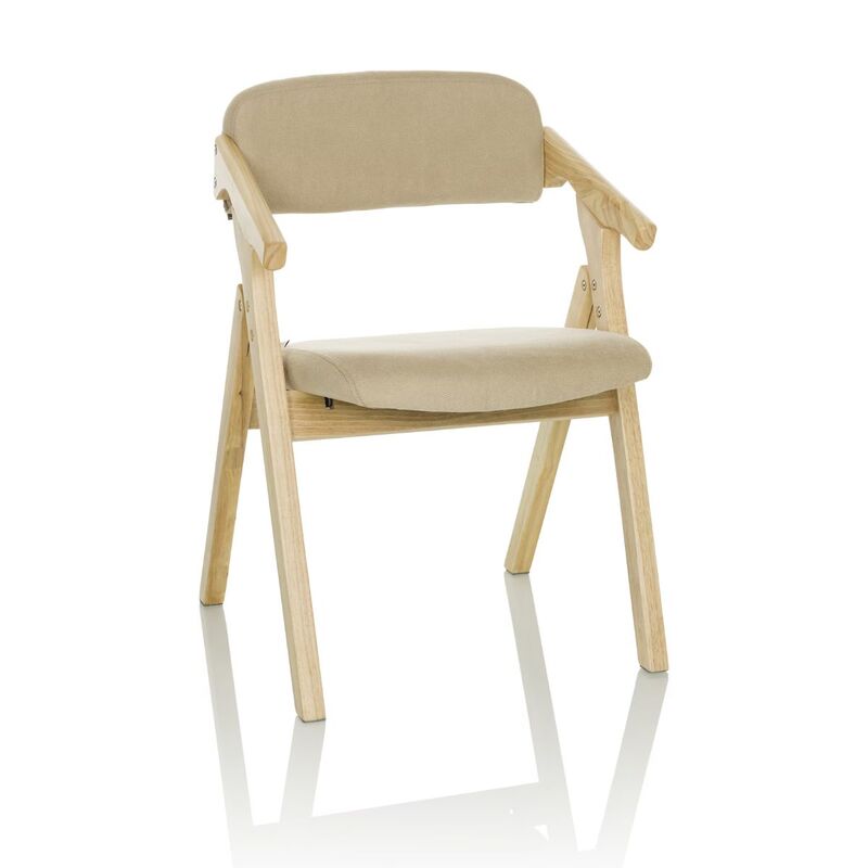 hjh OFFICE Besucherstuhl Klappstuhl SCANDIO Holzrahmen Beige Stoff  - 4064323035008