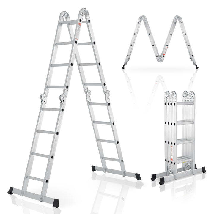 Aluminium Multifunktionsleiter 4 klappbare Elemente 150kg 6 Gelenke 16 Stufen - 4260304768266