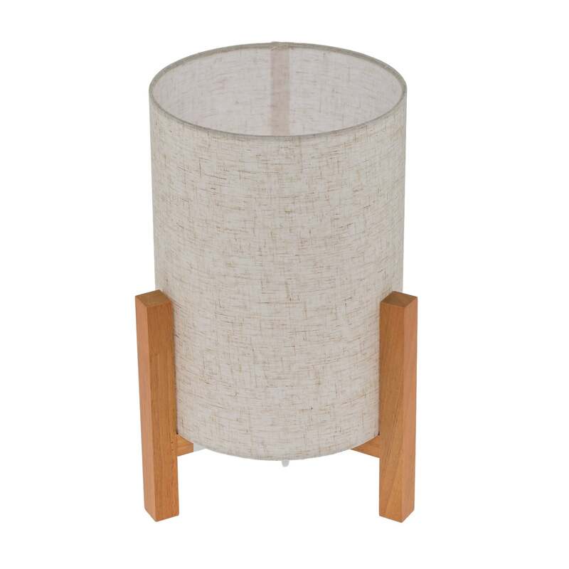 Näve Tischleuchte 3193 Tischlampe Tischlicht Leuchte Holz Leinentextil Höhe 32cm - 4003222889466