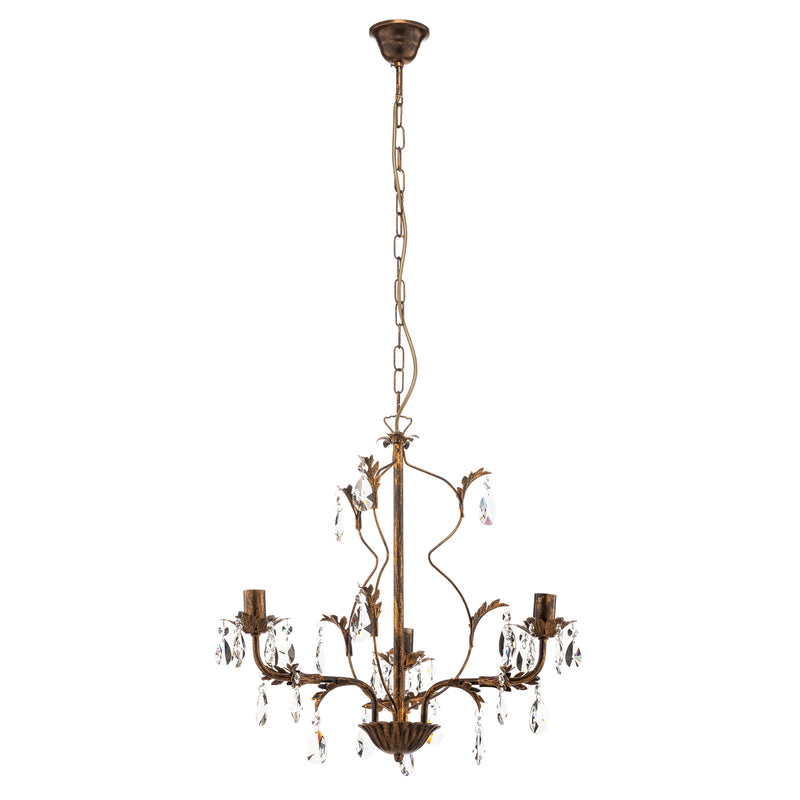 Euluna Kronleuchter Teresa Hängelampe LED 3-flammig dimmbar bronze transparent - 8030626518544