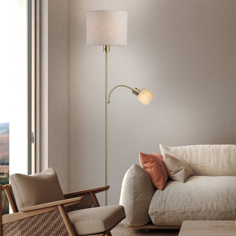 Näve Stehleuchte Filomena LED Lampe Leuchte dimmbar beige Messing 165cm - 4003222898086