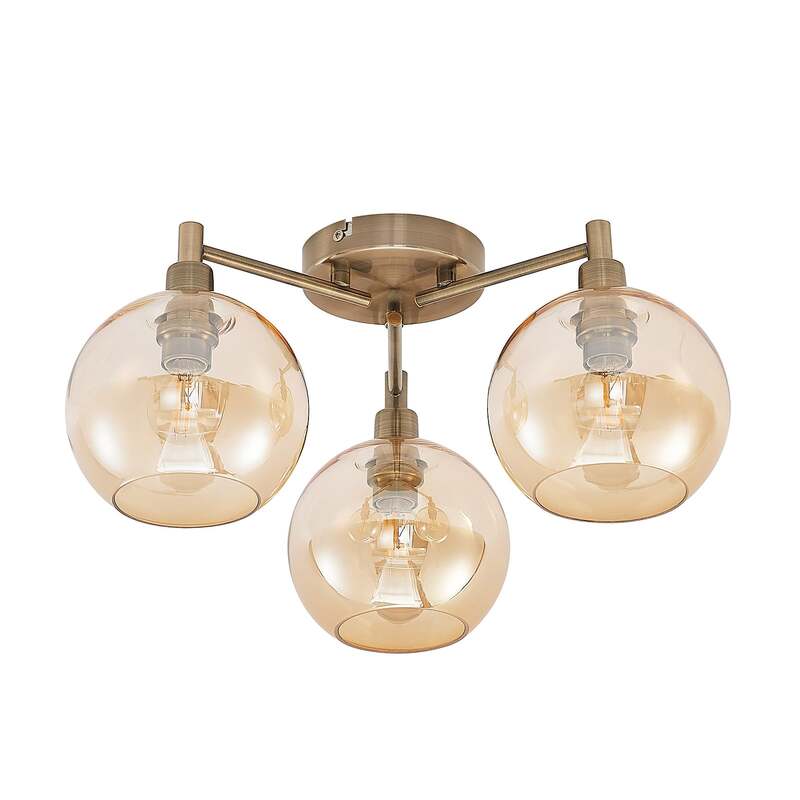 Lindby Jemissa Deckenlampe 3-flammig amber dimmbar 21,5 cm Höhe 46 cm Durchme... - 4251911729627