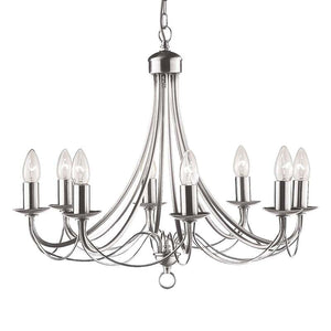 B-Ware Kronleuchter Maypole satin silber 8-flammig E14 dimmbar 50 cm 60 cm Searchlight