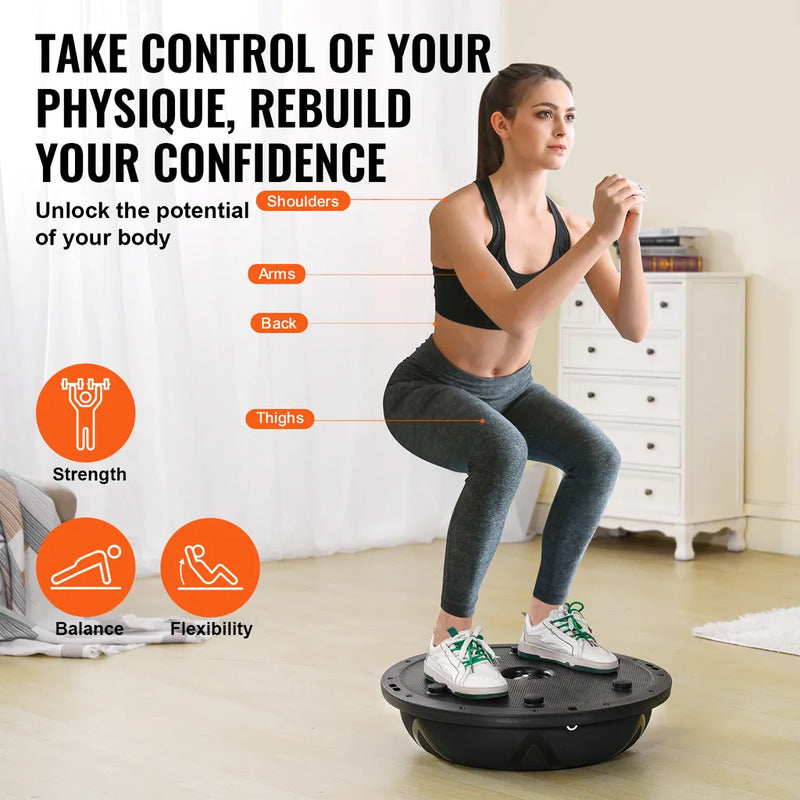 VEVOR Halb-Gymnastikball-Trainer Fitnessball 23 Zoll Stabilitätsball schwarz - 0197988388685
