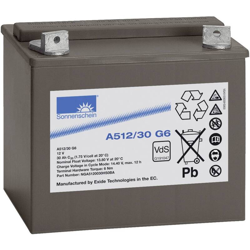 GNB Bleiakku Batterie Akku 12V 30Ah BleiGel M6Schraubanschluss 197x180x132mm - 2050001755766