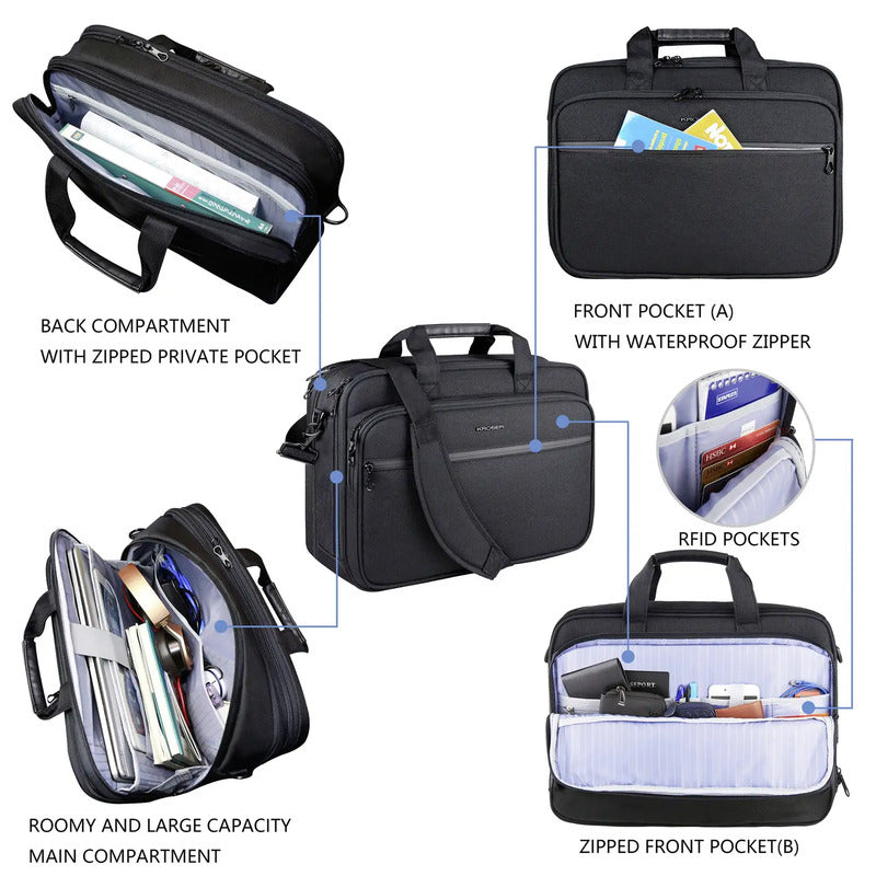 KROSER Notebook 17,3" Tasche Aktenkoffer Laptoptasche Laptop Schultergurt Canvas - 4064161491240