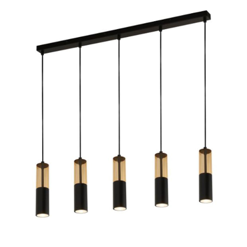 Searchlight Merrygold Pendelleuchte Hängeleuchte GU10 schwarz amber Metall 5flg - 5053423227870