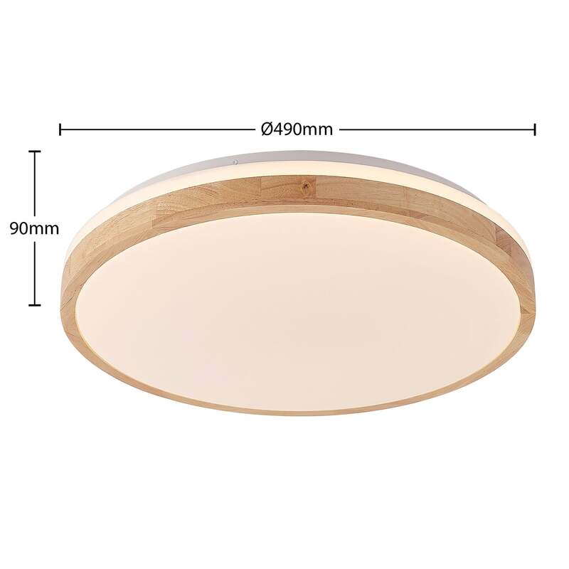 Lindby Deckenlampe Leuchte Emiva LED dimmbar Holz weiß Ø49cm CCT 30W 9cm - 4251911711967