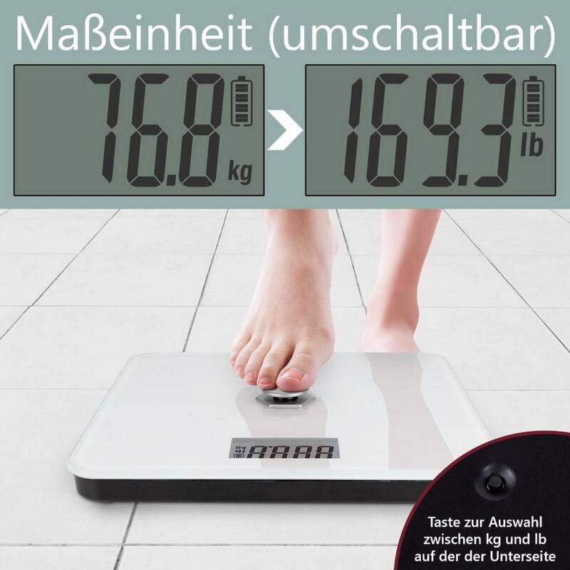 ProfiCare PC-PW 3112 w Personenwaage Waage digital 180 kg Weiß Glasoberfläche - 4006160331127