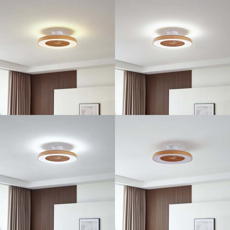Lindby LED-Deckenventilator Teleo Deckenventilator Venti holzfarben DC leise CCT - 4251911780147