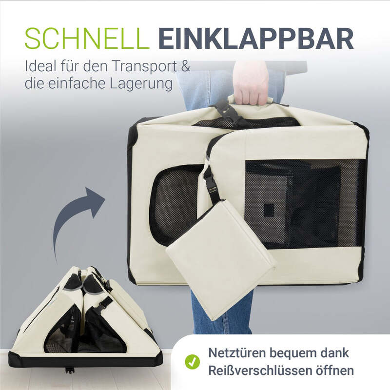 Hundebox Auto faltbar Lassie Hundetransportbox Tragegriff Liegedecke Beige 50x70 - 4260304769935