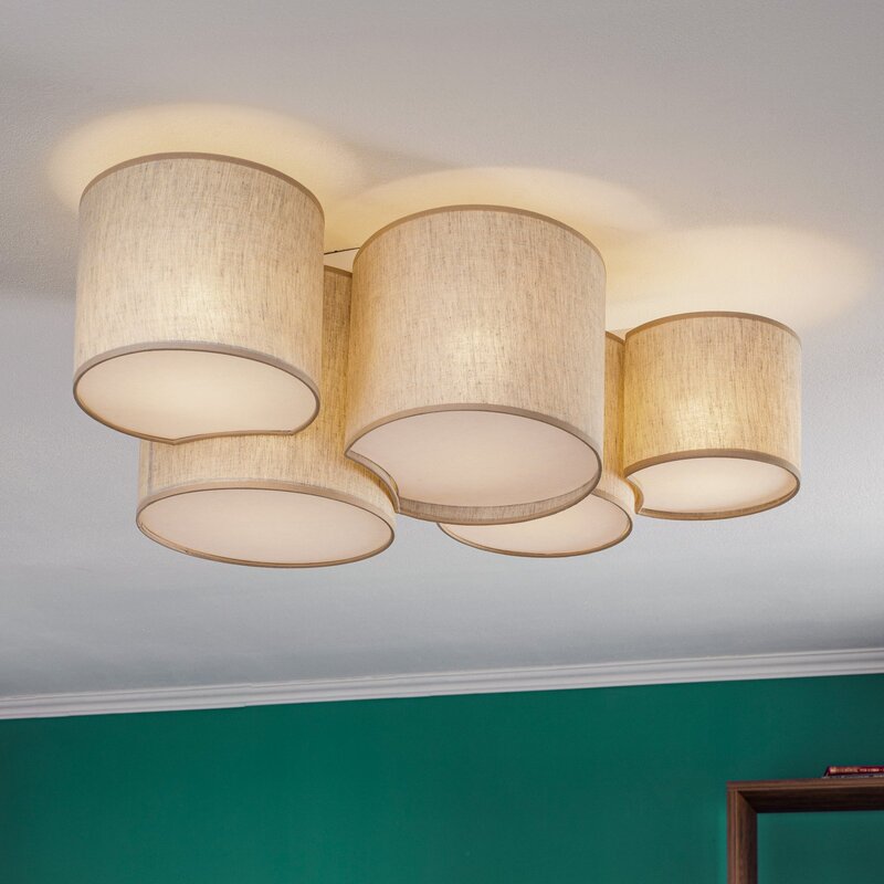 Euluna Deckenleuchte Mona Nature Lampe Leuchte Deckenlampe 5-fl E27 Leinen na257 - 5901780565930