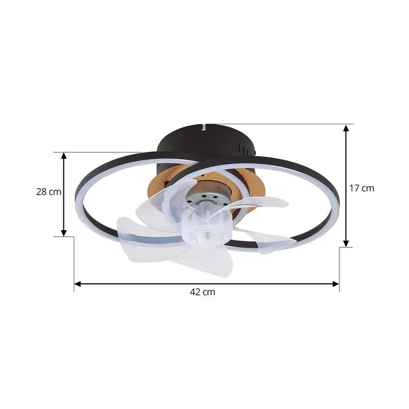 Lindby Deckenventilator Lomana LED Ventilator dimmbar schwarz CCT für Räume 15m² - 4251911780086