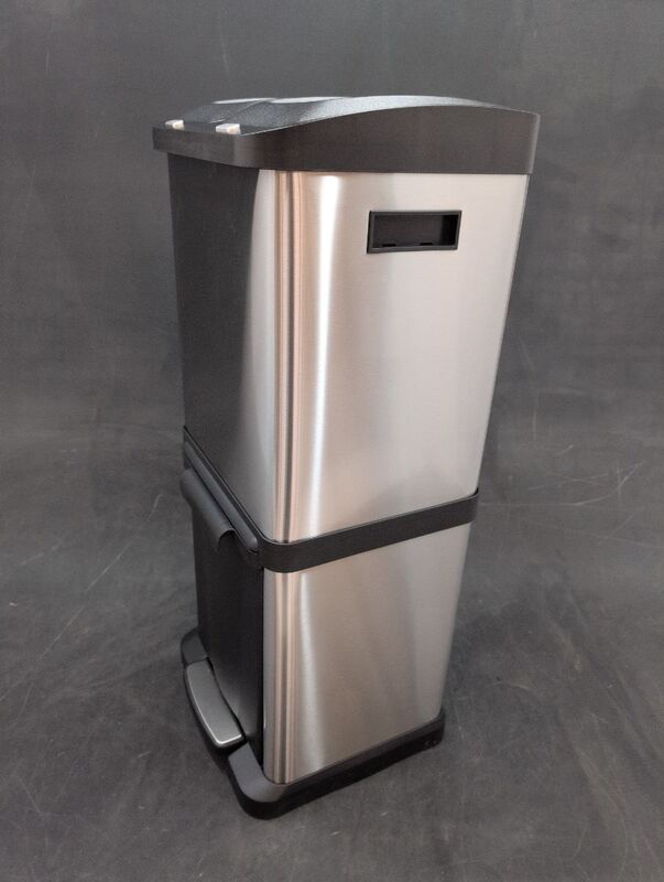 hjh OFFICE Abfallsammler Mülltrennsystem CLEAN VII Mülleimer 32L Stahl silber - 4064323036418