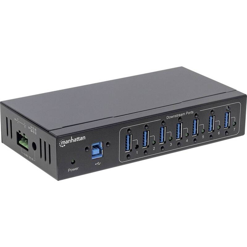 Manhattan MH 7PORT USB3.0 HUB Verteiler Industrieanwendung Mehrfachanschluss - 0766623164405