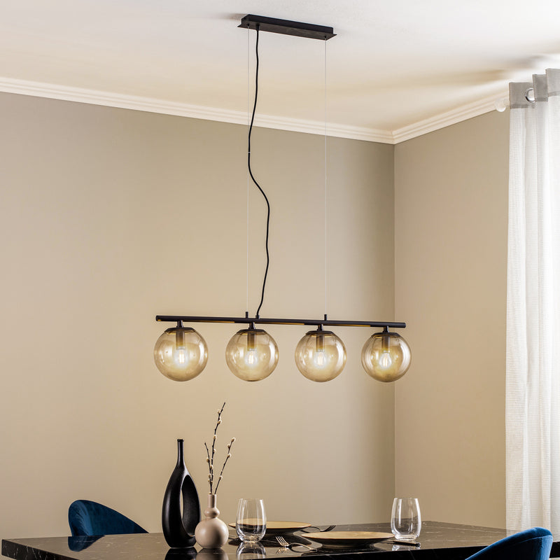 Lucande Sotiana Hängelampe Hängelampe Lampe Leuchte 4 Glaskugeln schwarz 40W E14 - 4251911746488
