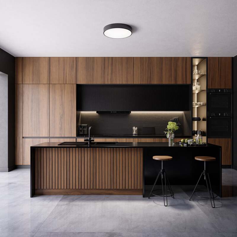 Deckenleuchte Cleo Ø 50 cm IP54 schwarz Metall E27 dimmbar 4x24W LED - 5907623601001