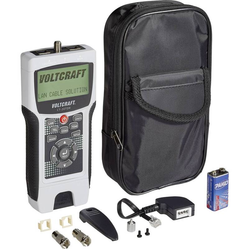 Voltcraft CT-20TDR Kabeltester geschirmte/ungeschirmte Kabel CAT3/4/5/5E/6 Coax - 4016138784084