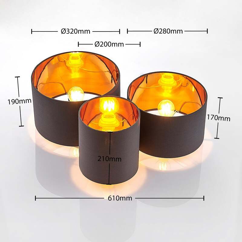 Lindby Deckenleuchte Laurenz 3-flammig LED Lampe Leuchte dimmbar grau gold Ø61cm - 4251096585179