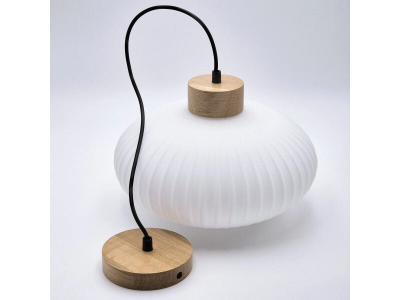 Lamkur Harmony Pendant Light, Ø 25 Cm, White/oak, Glass/wood - 5907687453493