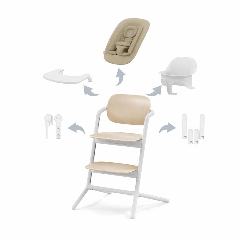 Cybex Hochstuhl LEMO Babystuhl Kinderhochstuhl verstellbar beige 4in1 Set - 4063846171651