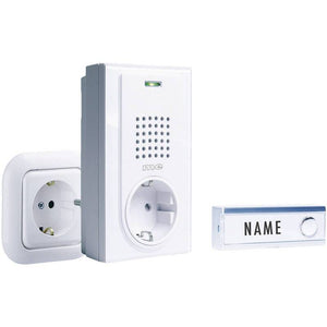 B-Ware m-e modern-electronics FG-2.2 Funkklingel Komplett-Set Namensschild 8 Melodien