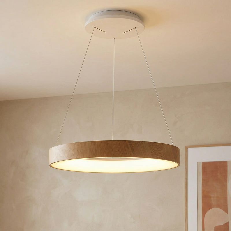 LED-Hängeleuchte Niseko II 38cm Holzfarben Fernbedienung CCT Lichtsteuerung - 8435153286285